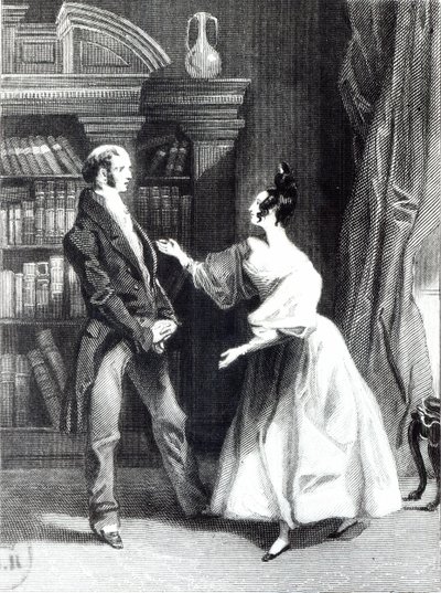 Ze vertelde hem toen wat Mr. Darcy vrijwillig voor Lydia had gedaan. Hij hoorde haar met verbazing, illustratie uit 